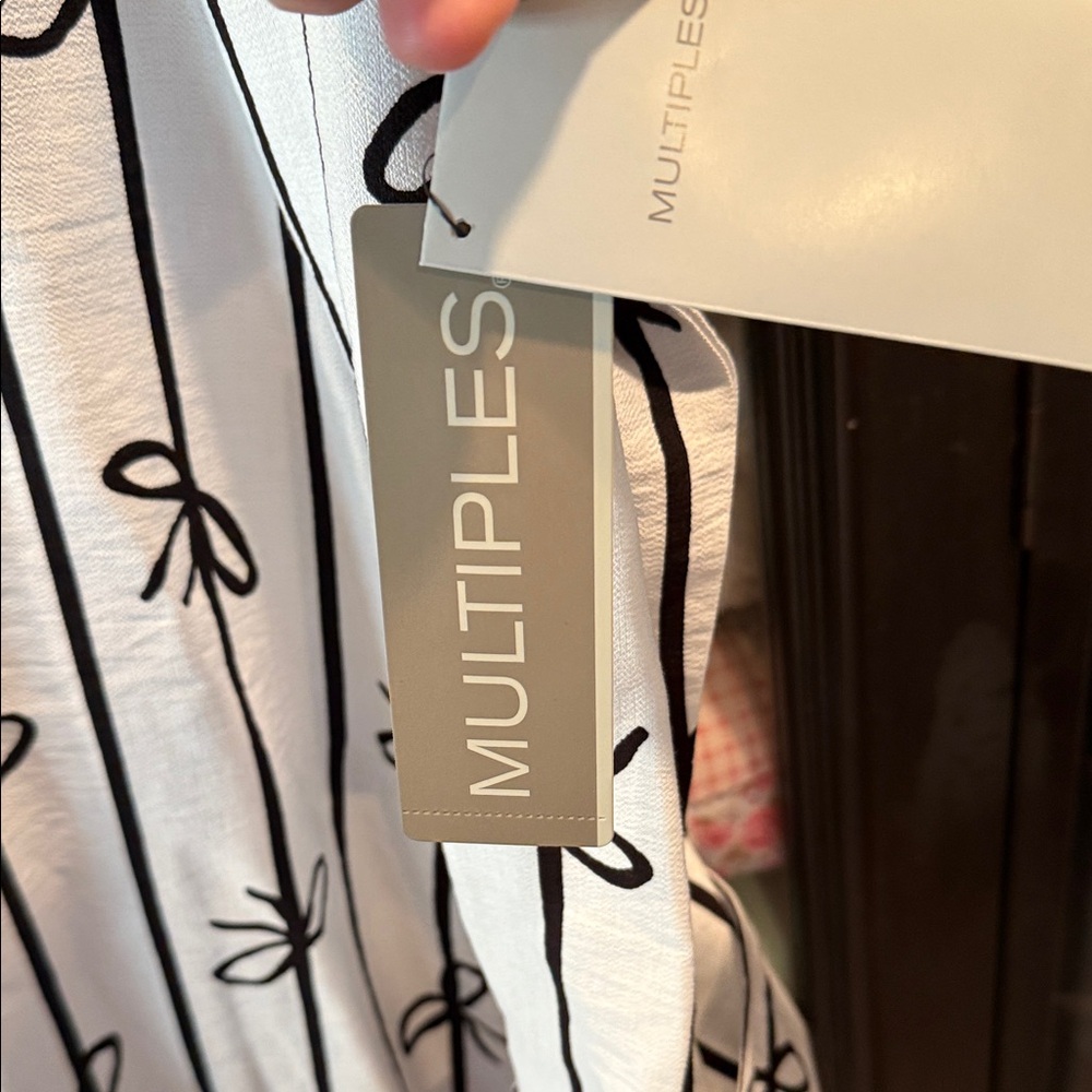 Multiples Black and White Striped Women's Blouse - Picture 7 of 11